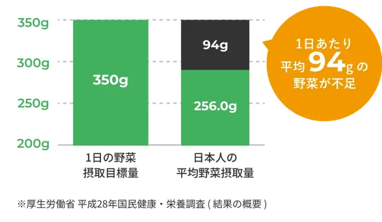 野菜摂取量グラフ 不足94g