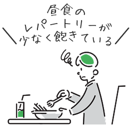 昼食のレパートリーが少なく飽きている