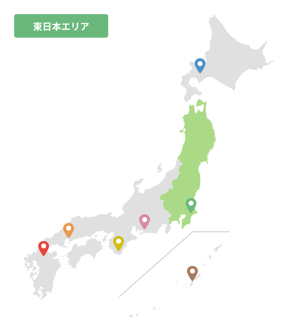 全国の製造拠点マップ（北海道・東日本・中部・近畿・山陰・中四国・九州・沖縄）